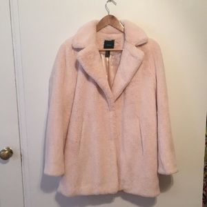 Pink faux fur coat